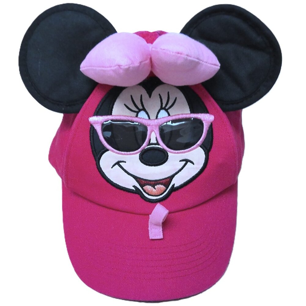 Disneyland Resort Minnie Mouse Cap Hat Pink & Black Ears Sunglasses Sz Toddler